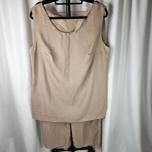 NWT's Gown Gallery Taupe Formal Tank And Dress Pants Outfit Set Women's Size 20W